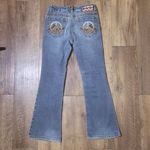 Y2k Hippie Flare Jeans with Peace Embroidery/t81